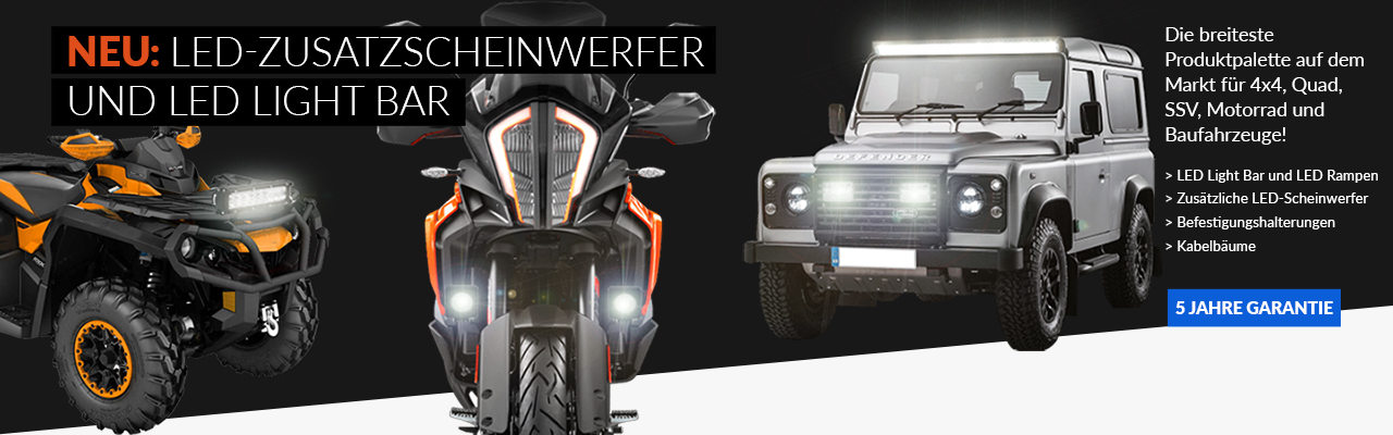 Set: Motorrad Zusatzscheinwerfer LED S2 einzeln mit E-Zulassung
