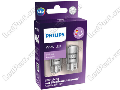 Verpackung der zugelassenen LED-Lampen Philips W5W Ultinon PRO6000 - 11961HU60X2 