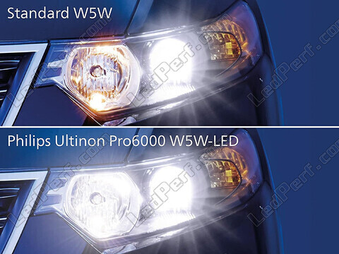 Vergleich der zugelassenen LED-Lampen Philips W5W PRO6000 gegenüber Original-Lampen