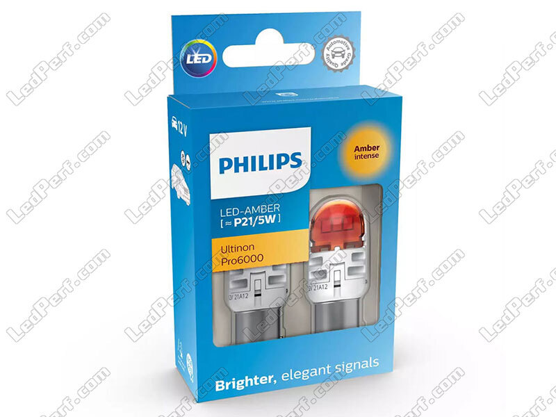 2x LED-Lampen Philips PY21/5W Ultinon PRO6000 - Orange - BAY15D