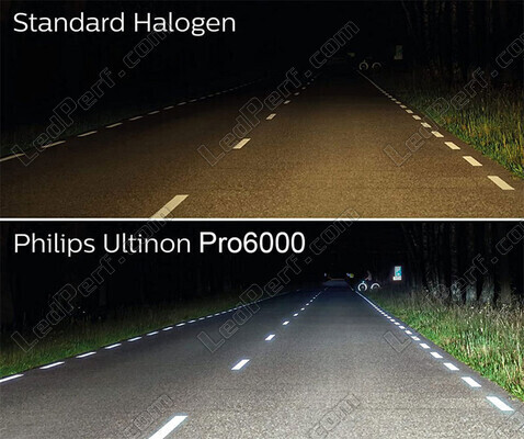 Vergleich LED-Lampen H4 Philips ULTINON Pro6000 gegen Original-Halogenlampen