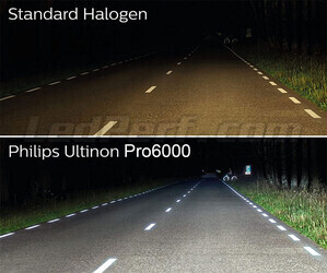 Vergleich LED-Lampen H7 Philips ULTINON Pro6000 gegen Original-Halogenlampen