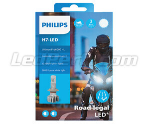 Verpackung der zugelassenen H7 LED Philips ULTINON Pro6000 Motorradlampe - 11972U6000X1