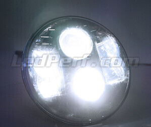 Optisch Motorrad Voll-LED Chrom für Scheinwerfer runde 7 Zoll - Typ 1 Beleuchtung Weiß Pur