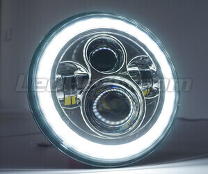 Optisch Motorrad Voll-LED Chrom für Scheinwerfer runde 7 Zoll - Typ 5 Angel Eye