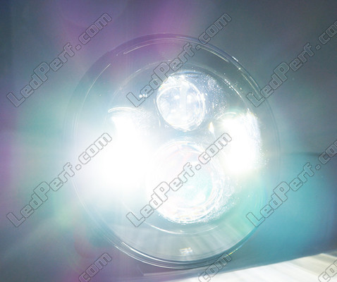 Optisch Motorrad Voll-LED schwarz für runde Scheinwerfer 7 Zoll - Typ 3 Beleuchtung Weiß Pur