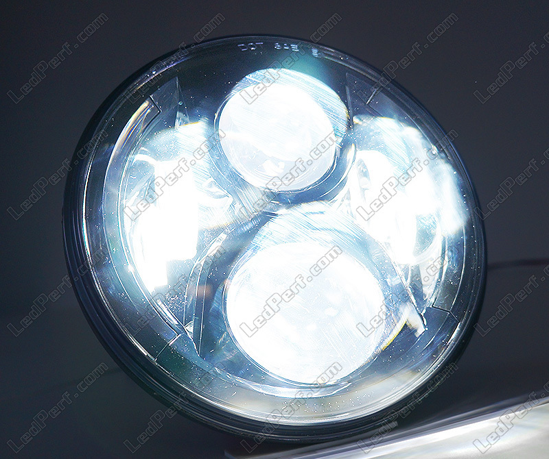 Full LED-Scheinwerferoptik, Chrome , für Motorrad mit