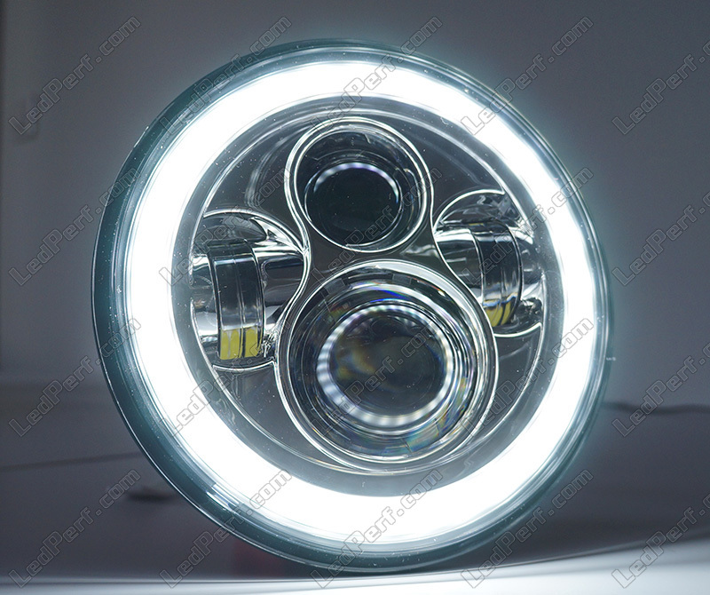 Universal 7 Zoll Motorrad Scheinwerfer LED Blinker Licht Chrom für Motorrad  12V