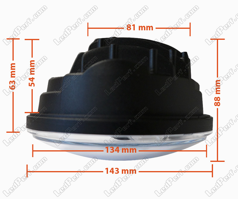 Full LED-Scheinwerferoptik, Schwarz, für Motorrad mit Rundscheinwerfer, 5,75  Zoll - Typ 1
