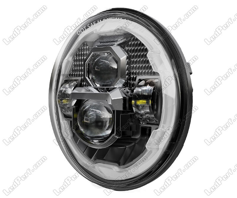 Full LED-Scheinwerferoptik, schwarz, für Motorrad mit Rundscheinwerfer, 7  Zoll - Typ 6