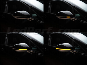 Verschiedene Phasen der Lichtabfolge der dynamischen Osram LEDriving® Blinker für Volkswagen Passat B8 Außenspiegel