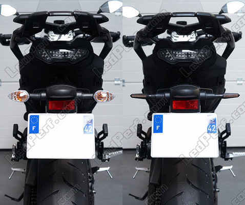 Vergleich vor und nach der Veränderung zu Sequentielle LED-Blinkern von Aprilia Mana 850 GT
