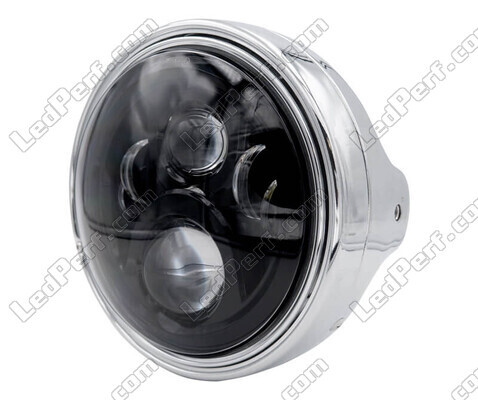 Beispiel eines runden Scheinwerfers aus Chrom mit schwarzer LED-Optik von Honda CB 250 Two Fifty