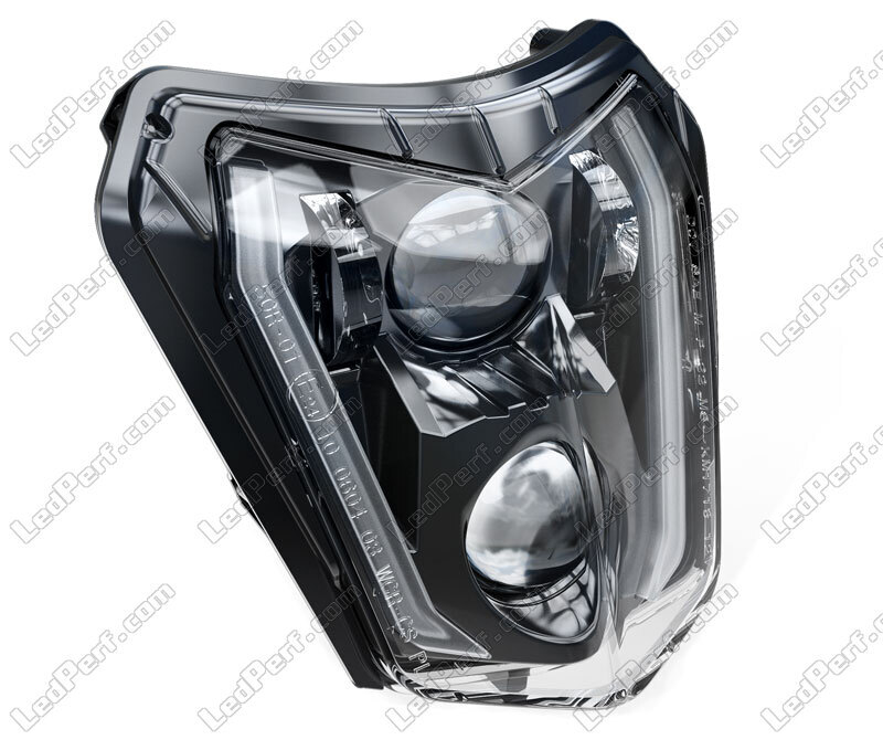 LED Scheinwerfer ECE mit Lampenmaske kompatibel mit KTM 300 EXC 14-22 Xdure  SW1 schwarz