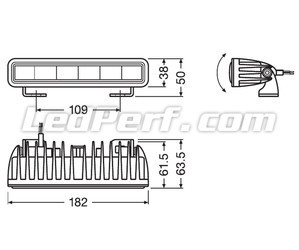 Schema der Abmessungen LED-Light-Bar Osram LEDriving® LIGHTBAR SX180-SP