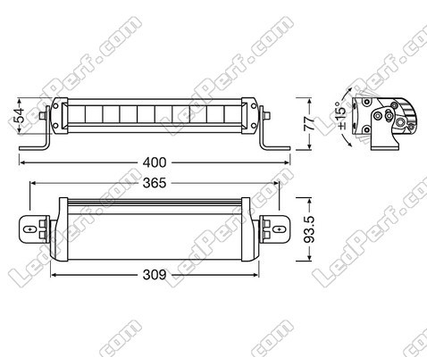 Schema der Abmessungen LED-Light-Bar Osram LEDriving® LIGHTBAR FX250-CB