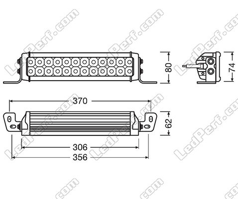 Schema der Abmessungen LED-Light-Bar Osram LEDriving® LIGHTBAR VX250-CB