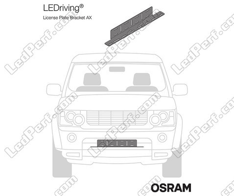 Darstellung der am Fahrzeug montierten Halterung Osram LEDriving® LICENSE PLATE BRACKET AX